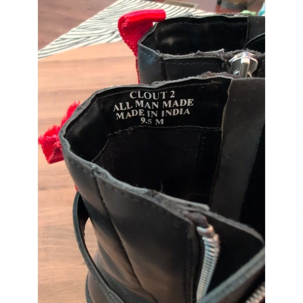 Charles David Black and Red Combat Boots - Picture 5 of 7